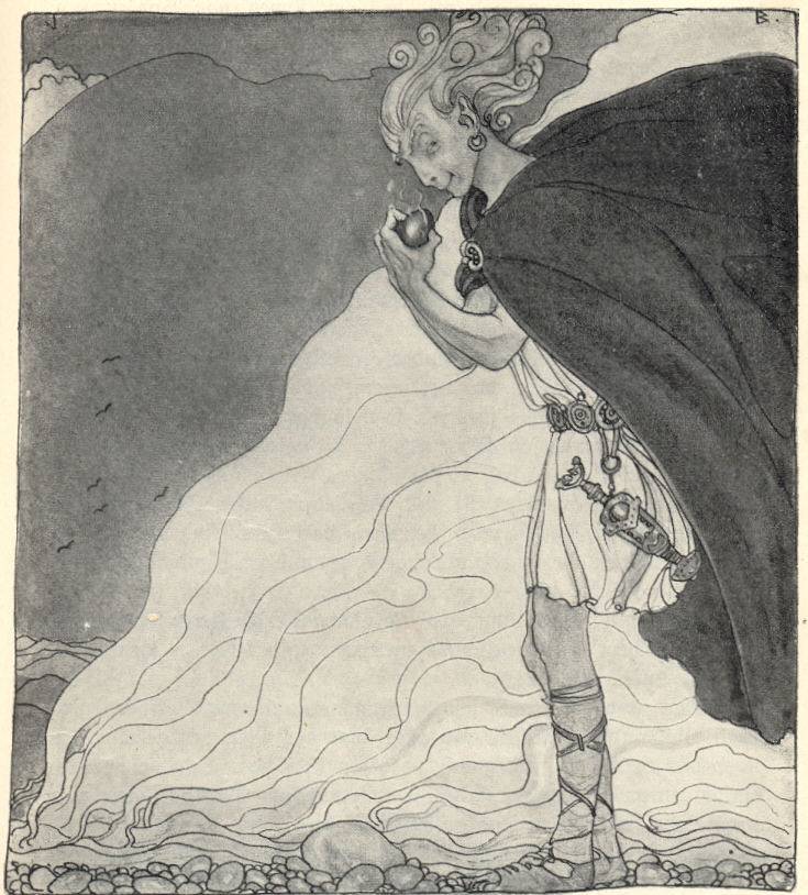 Loki finds Gullveig's Heart（John Bauer, 1911）